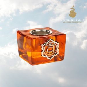 bougeoir en verre orange 2eme chakra
