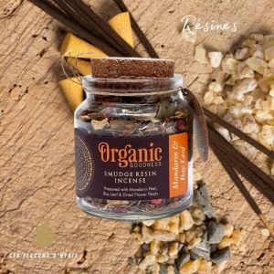 encens organic sauge mandarine et feuille de laurier résine