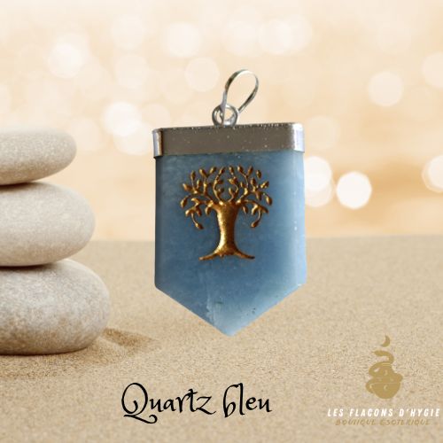 pendentif quartz bleu fanion arbre de vie
