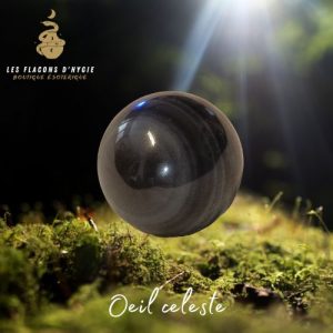 sphère obsidienne oeil céleste (4 cm) avec socle